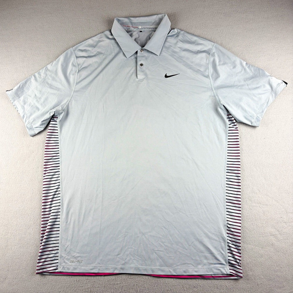 Nike Tiger Woods Collection Kaanapali Golf Polo Men's XL Dri-FIT Gray Maui